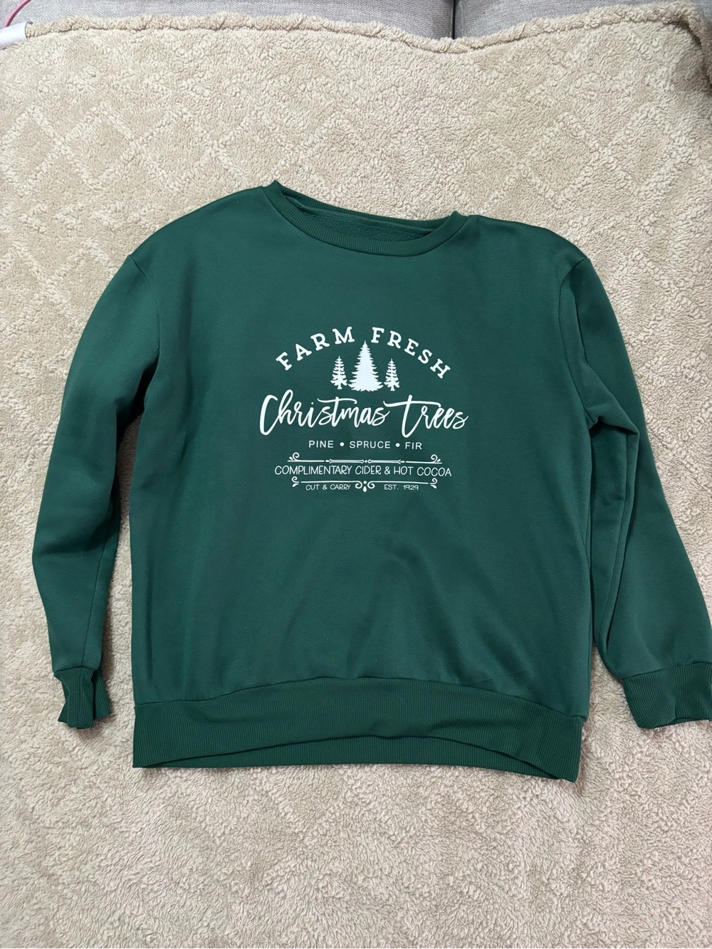 SHEIN Dark Green Christmas Trees Graphic Sweatshirt